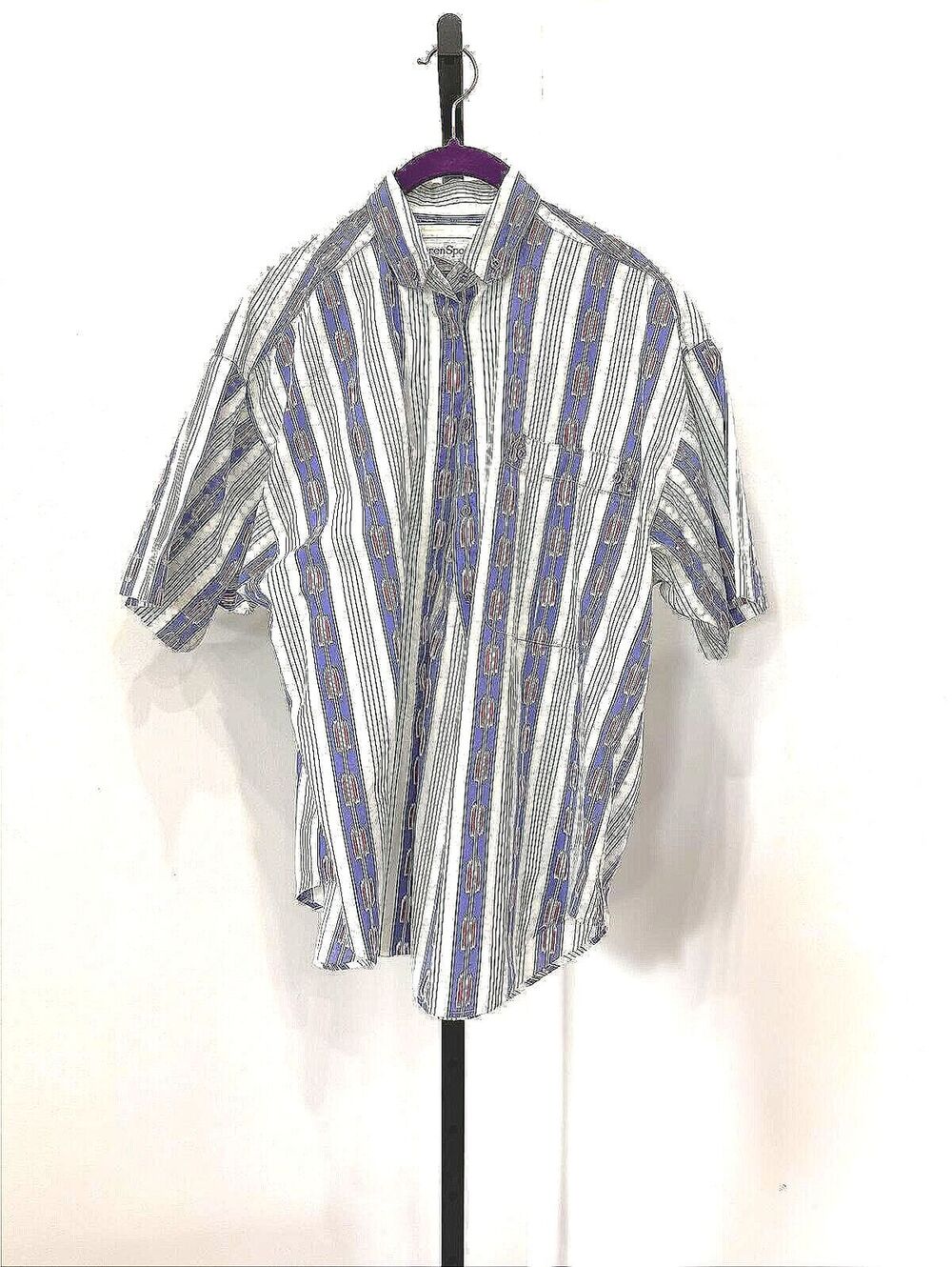 Women's Short Sleeve Button-Up Shirt with Vertical Stripes CarenSport 12